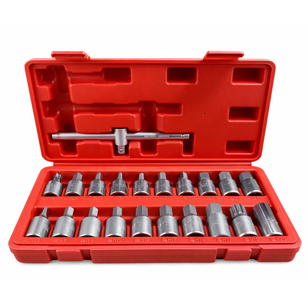 Set-kit chiavi bussole,tappo di scarico noci, attrezzi per auto e autocarri officina 21 pezzi Gebo Tools