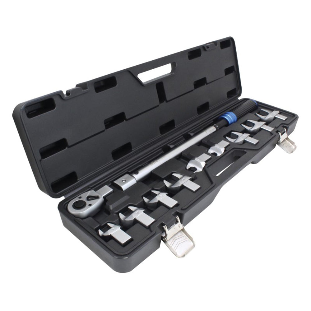 Set-kit chiavi dinamometriche regolabili da 40 a 220 Nm per tubi freno e carburante,con estremità aperta e testa intercambiabile a cricchetto da 1/2"
