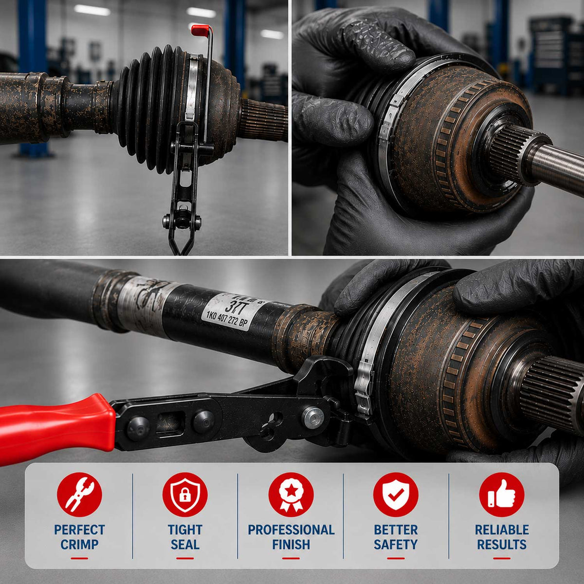 Set-kit pinze per fascette per cuffie giunti omocinetici auto, per stringitubo, serraggio tubi, attrezzi con morsetti officina Gebo Tools