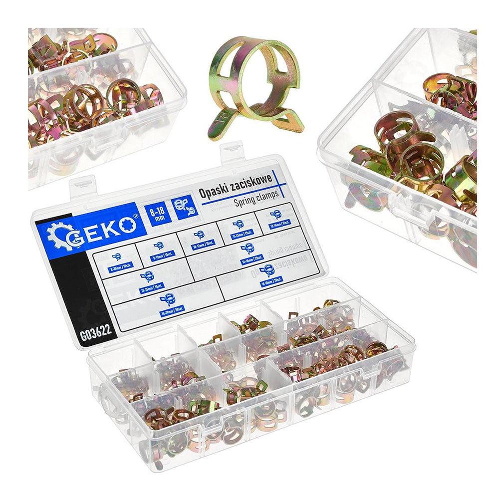 Set-kit collari per tubi flessibili, morsetti per tubo ad iniezione di carburante, mini fascette stringitubo, clip in acciaio inossidabile per fissaggio 135 pezzi Geko