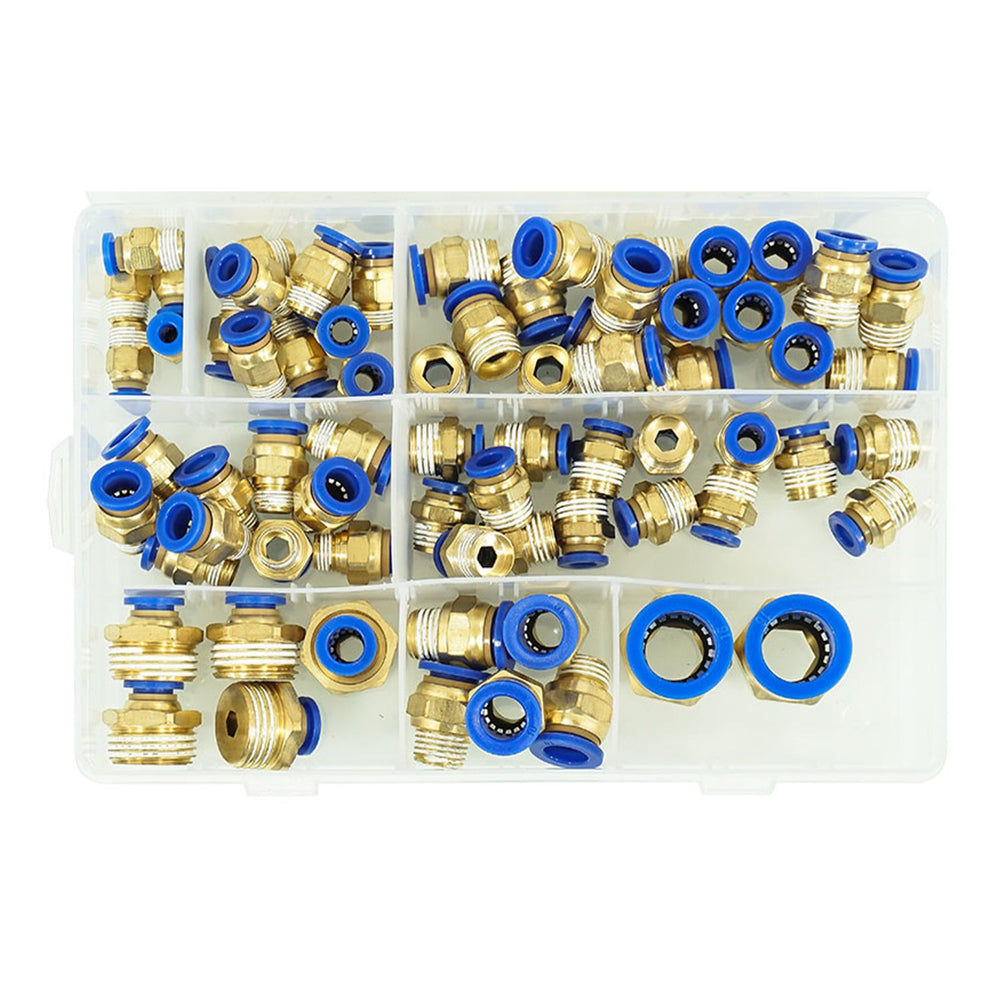 Set connettore rapidi con 72 raccordi pnmeumatici a innesto rapido, 1/8"-1/2" 4-16 mm  Verke