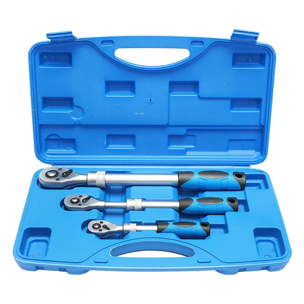 Set-kit cricchetti reversibili, chiavi a cricchetto 1/4", 3/8", 1/2", regolabili 3 pezzi
