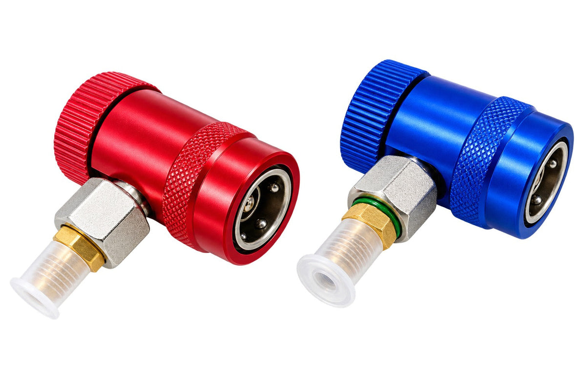 Set-kit attacco rapido 90° alta pressione con rubinetto gas, AC R1234YF regolabile raccordi di ricarica AC, conversione aria condizionata per auto HVAC, Gebo Tools