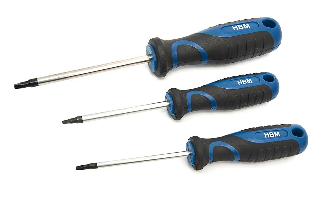 Set-kit da 100 pezzi: cacciaviti, inserti, chiavi a bussola, supporto a rack, acciaio Cr-V, impugnatura Soft Grip Hbm Olanda