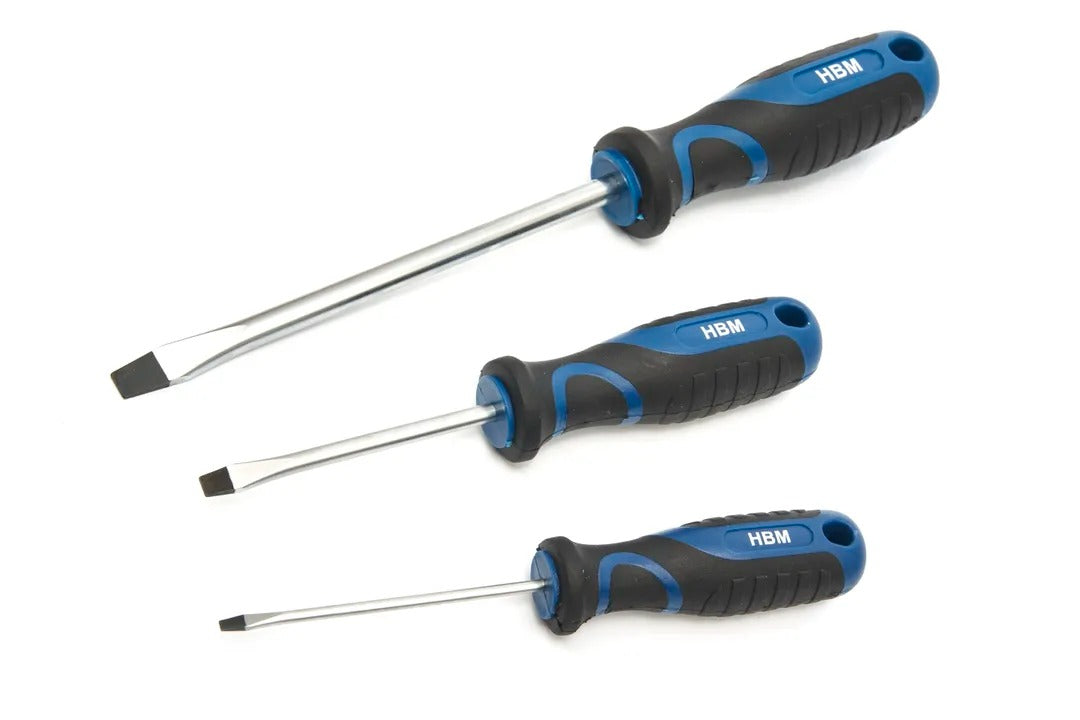 Set-kit da 100 pezzi: cacciaviti, inserti, chiavi a bussola, supporto a rack, acciaio Cr-V, impugnatura Soft Grip Hbm Olanda