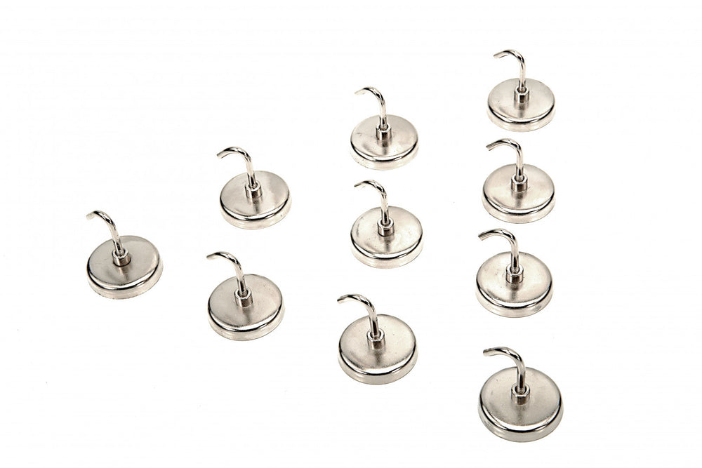 Set-kit 10 ganci magnetici neri + magneti robusti-potenti con gancio per frigorifero, crociera extra forte per sospensione, magnetico per tenda, Hbm Olanda