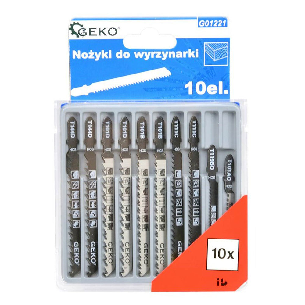 Set-kit 10 lame per seghetto alternativo con attacco a T, in acciaio HCS, compatibile con tutti i seghetti alternativi, per lamiere, taglio di metalli, Geko