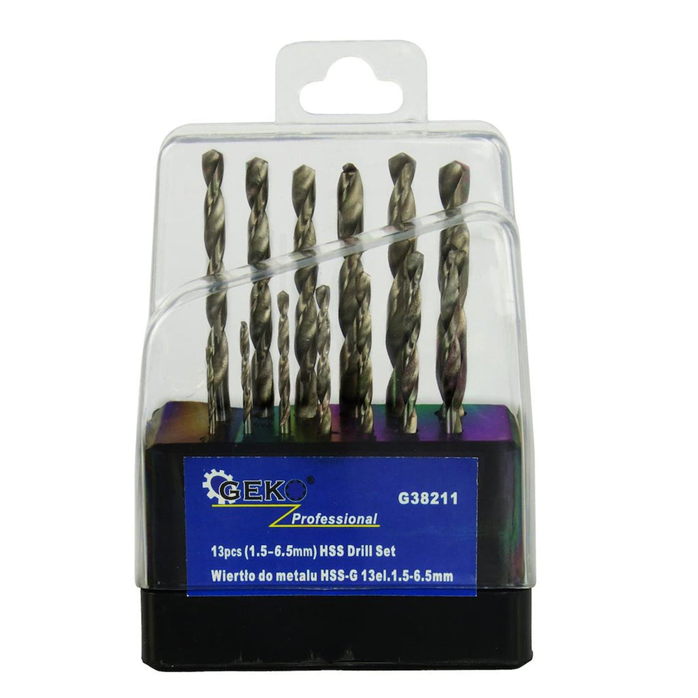 Set di 13 punte trapano per metallo, 1.5-6.5 mm, HSS, attacco cilindrico, angolo a 135 gradi
