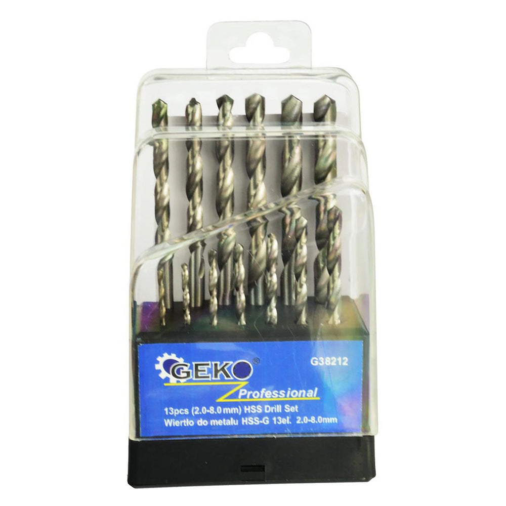 Set di 13 punte trapano per metallo, 2-8 mm, HSS, attacco cilindrico, angolo a 135 gradi