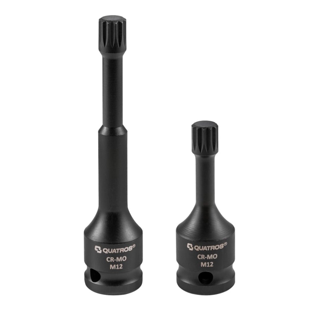 Set di 2 chiavi a bussola per punte a percussione da 1/2", M12, Cr-Mo, con inserti per bussole a impatto Spline, per cuscinetti ruota VAG, Quatros