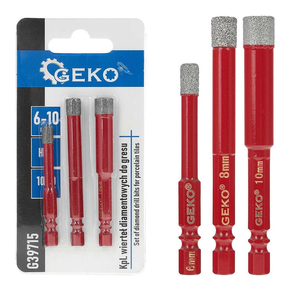 Set-kit 3 punte trapano diamantate professionali,per gres piastrelle ceramica professionali, 6-10 mm