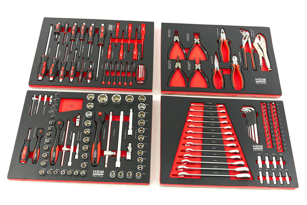 Set-kit modulare per carrello portattrezzi con 4 moduli, 154 pezzi ,dimensioni: 39 x 54,5 cm Hbm Machines Olanda