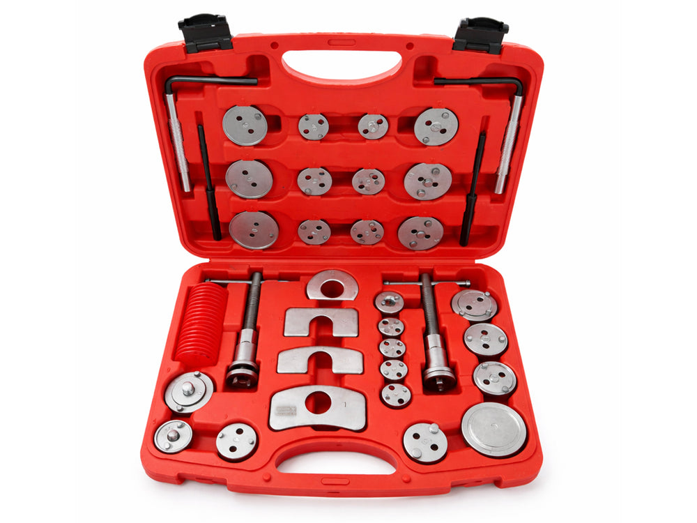 Set-kit pressa per pistoncini delle pinze freno, strumento universale per la retrazione del pistone, arretratore freni a disco 35 pezzi Gebo Tools