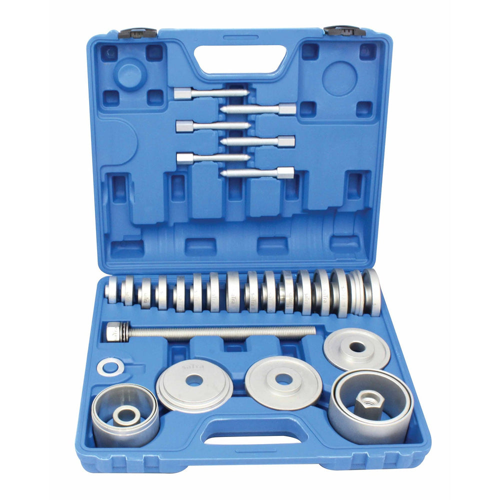 Set-kit di attrezzi per cuscinetti ruota, strumento estrattore di mozzi, sferici, utensili per unità cuscinetto mozzo, di smontaggio per VW per Audi, Opel, Fiat, BMW, Ford, 50–102 mm 34 pezzi