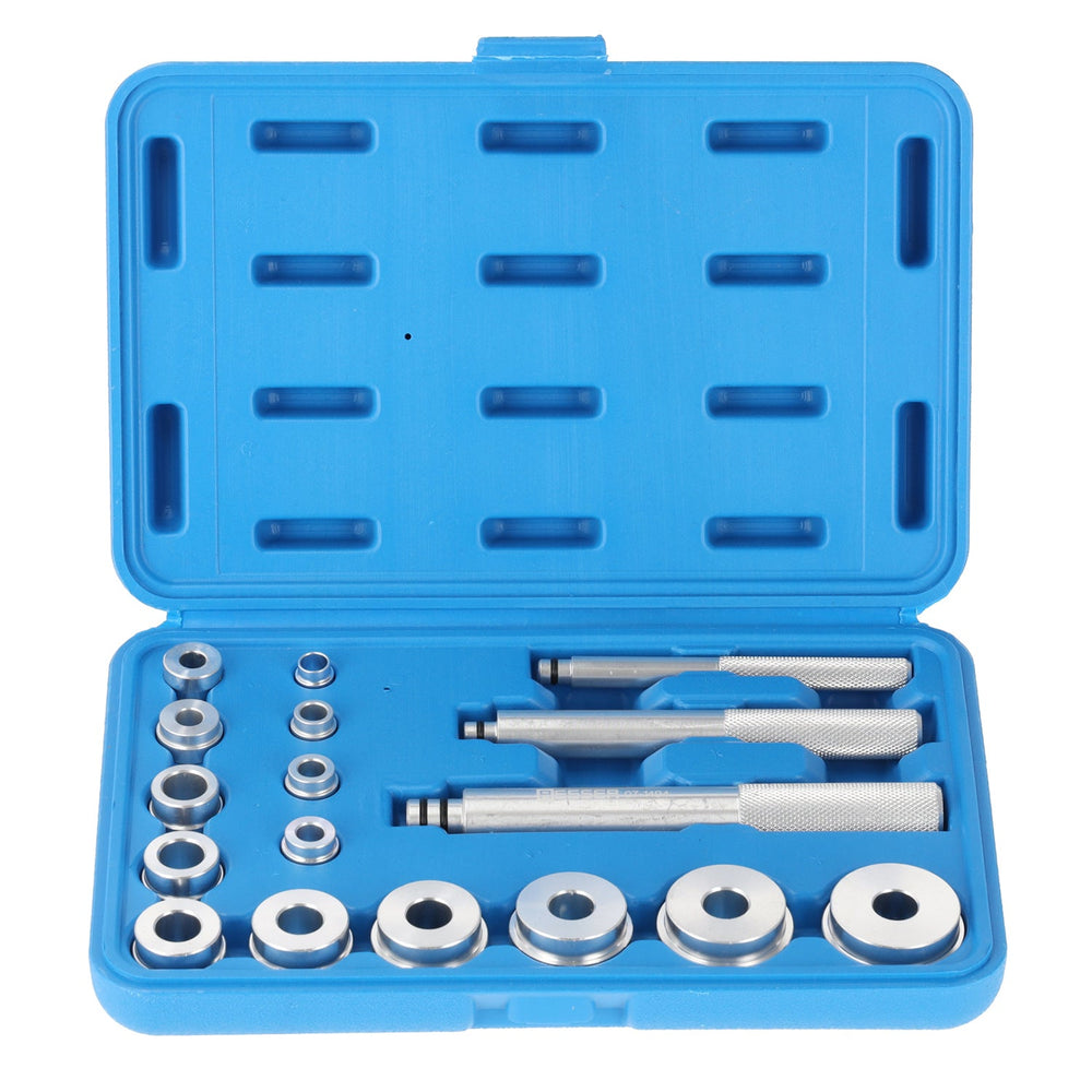 Set-kit di attrezzi per cuscinetto ruota per montaggio cuscinetti, anelli di tenuta radiale, per estrazione e installazione mozzi ruota 17 pezzi Resser