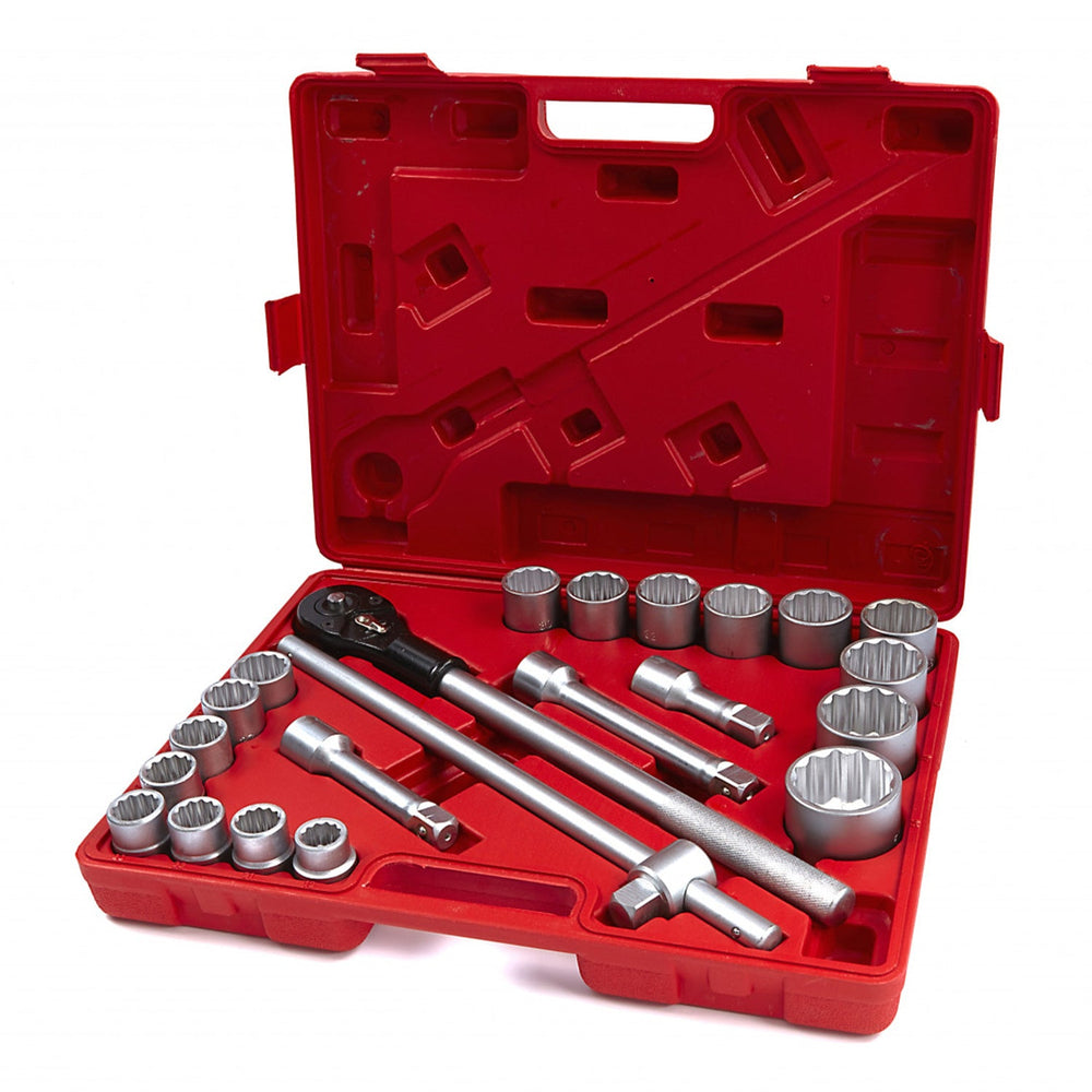 Set-kit bussole bi-esagonali con cricchetto da 3/4", 19–50 mm, 22 pezzi