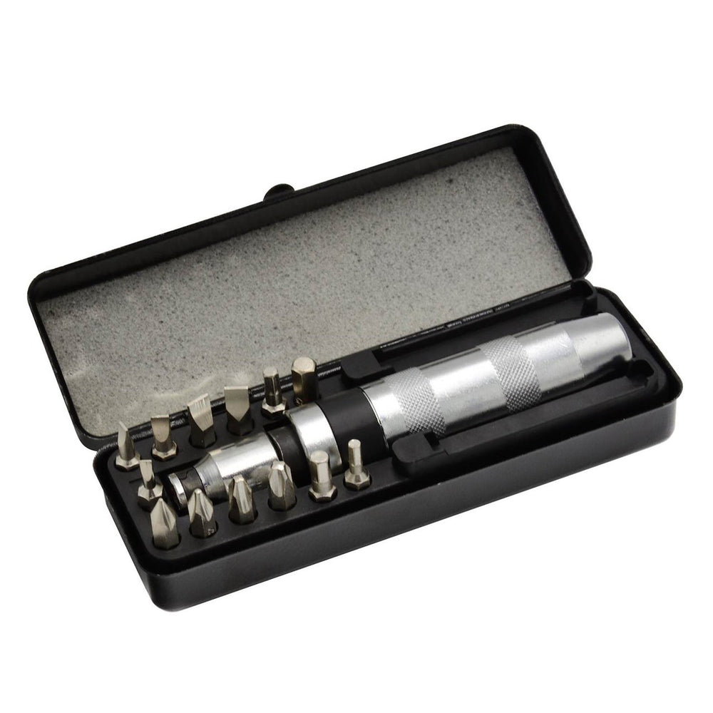 Set-kit di cacciavite professionale a impatto con 13 inserti,  giravite a percussione impugnatura a mano, attacco 1/2" Geko