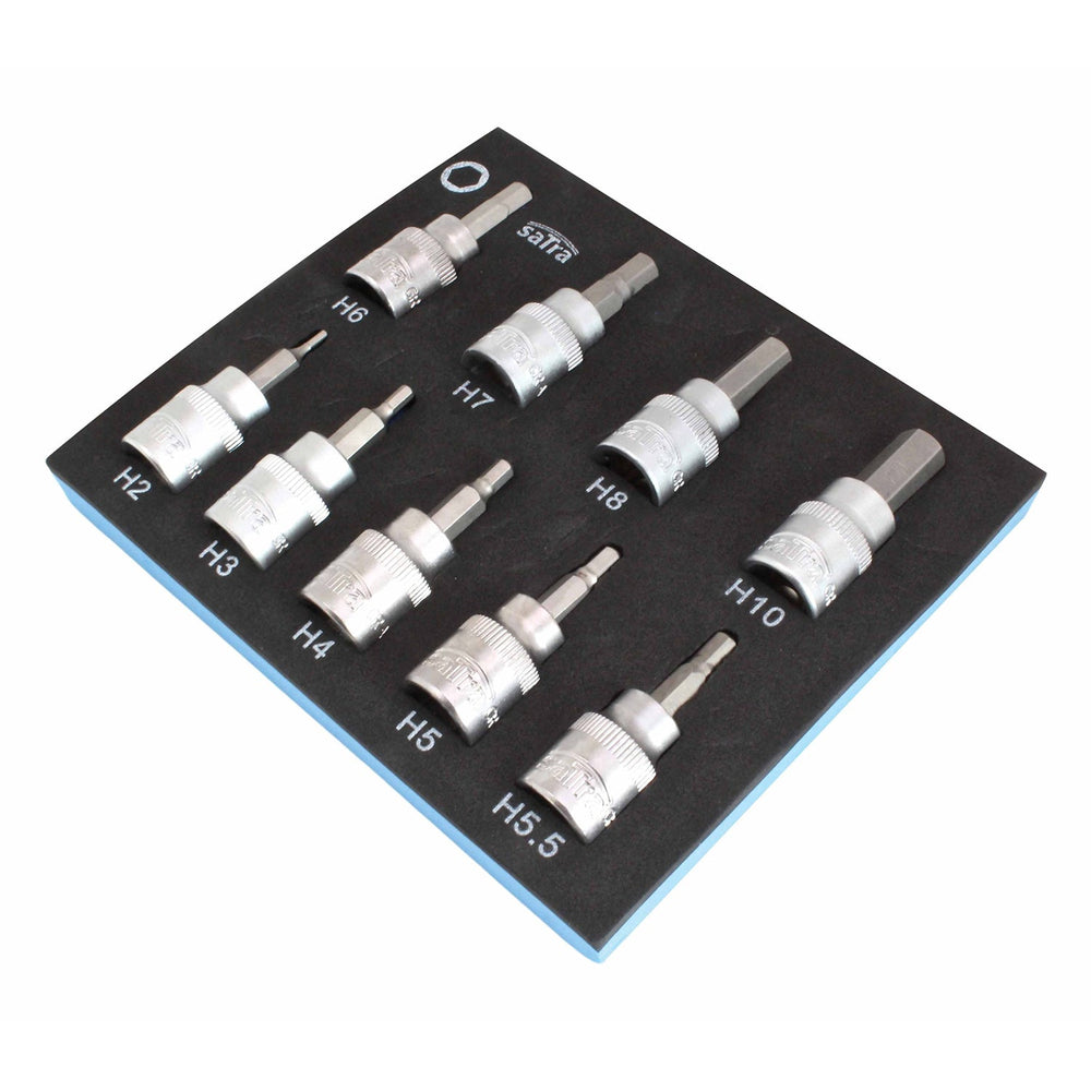 Modulo con chiavi a bussola con inserti a brugola esagonali, attacco 3/8", H2-H10 9 pezzi