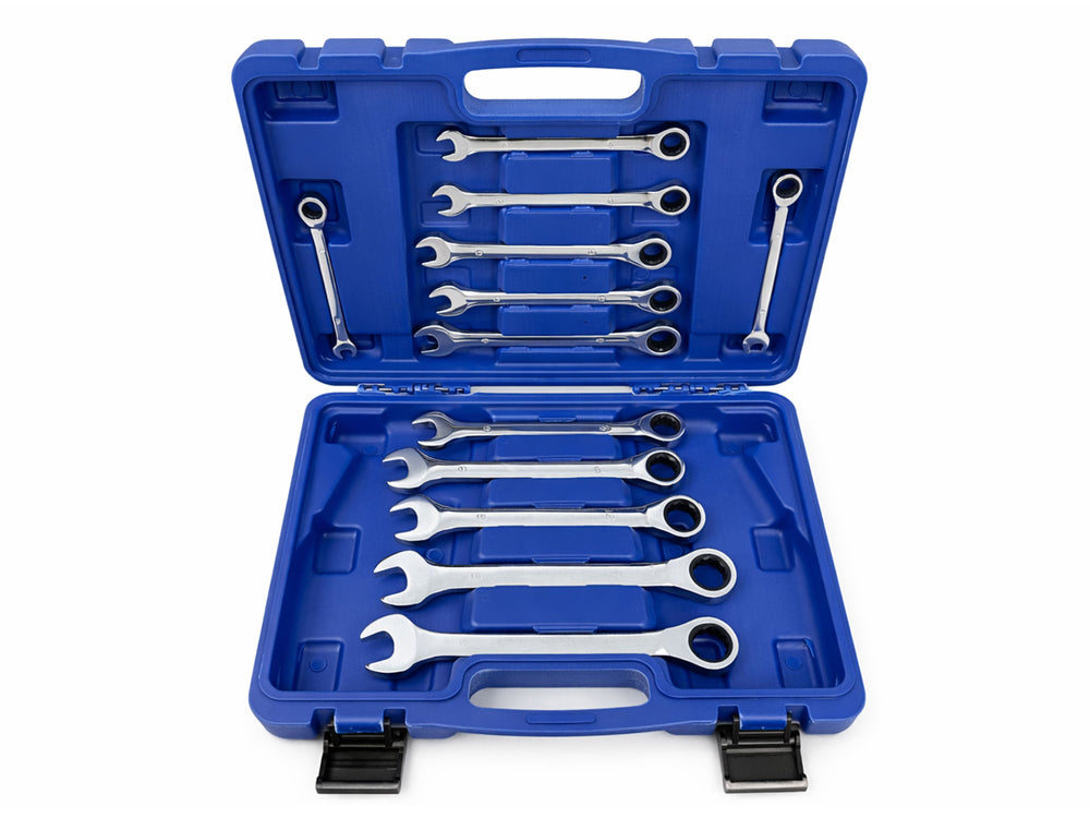 Set-kit chiavi a cricchetto combinate, con anello da 8–19 mm, 12 pezzi, Gebo Tools
