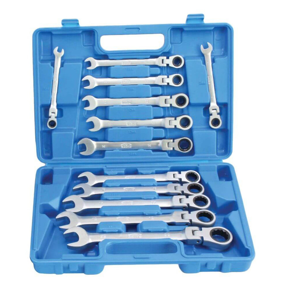 Set-kit di chiavi a cricchetto snodate 8 – 22 mm, combinate,con snodo 12 pezzi