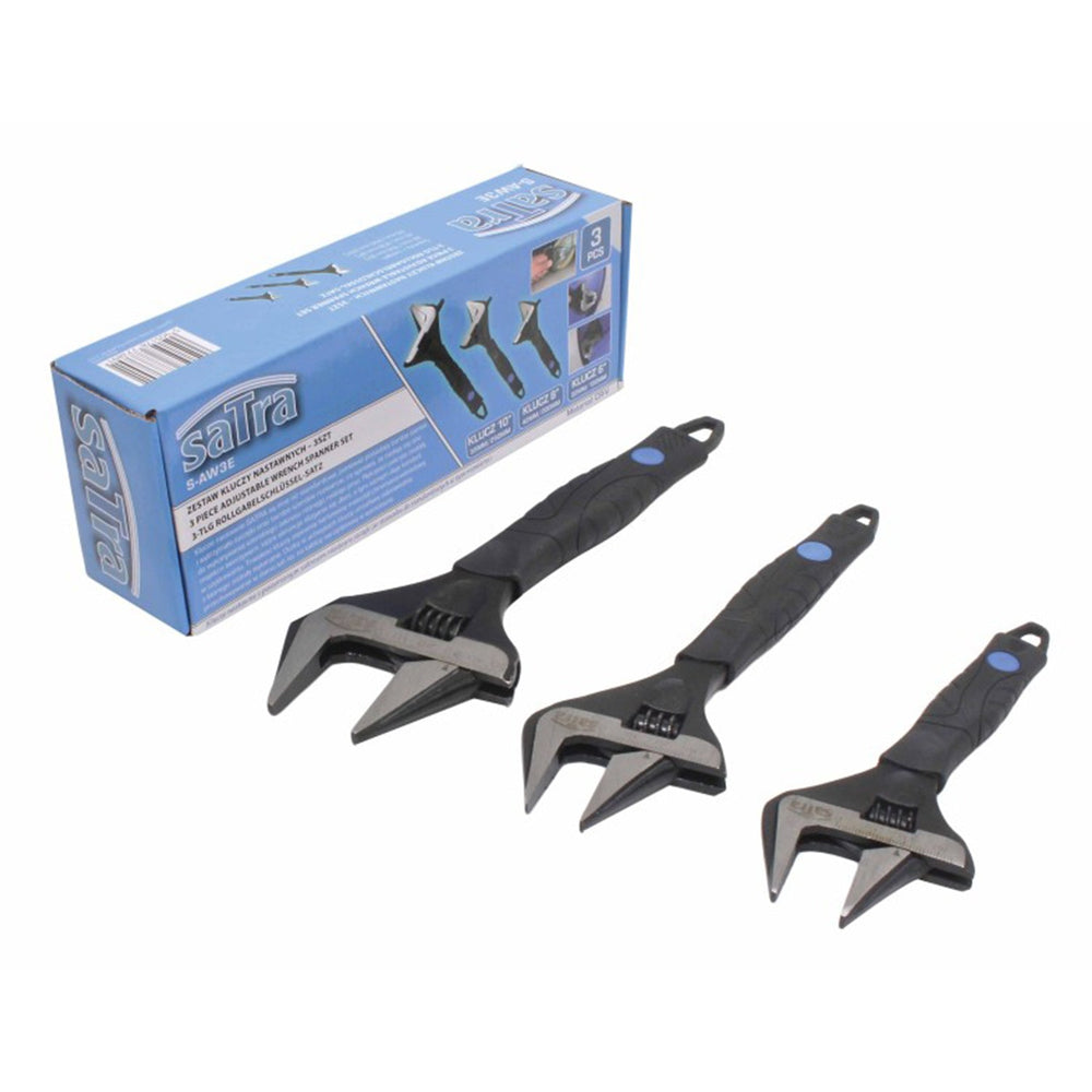 Set-kit di chiavi regolabili, a rullino 150, 200, 250mm, in acciaio Cr-V 3 pezzi Satra