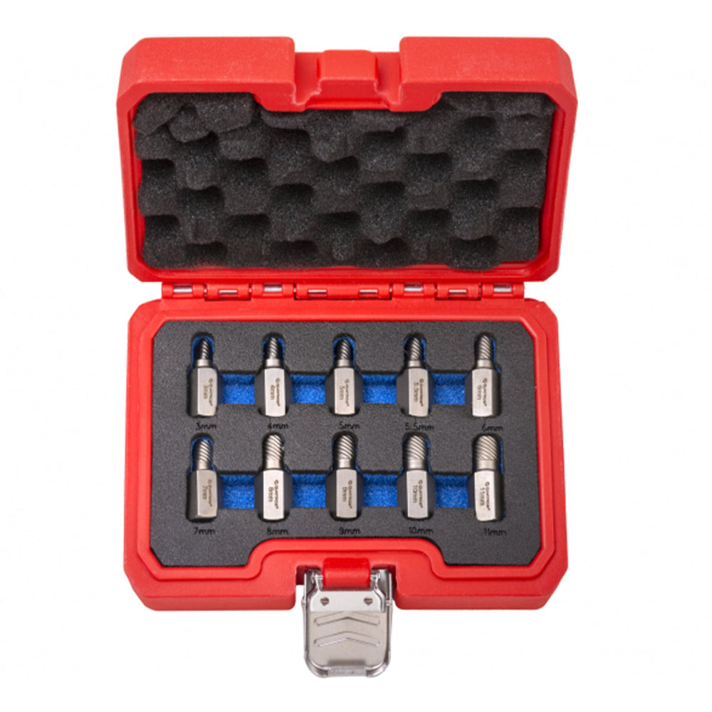 Set-kit estrattori per viti svitate, rotte e danneggiate ,rimozione con punte per trapano, 10 pezzi Quatros