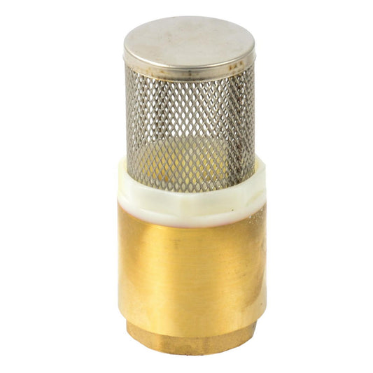 Set di filtri di aspirazione, 1", ottone e acciaio inox, valvola di fondo con valvola di non ritorno con filtro, cestello di aspirazione, ugello e fascetta stringitubo, BSP