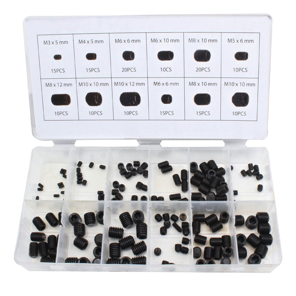 Set-kit grani filettati con esagono incassato, 160 pezzi