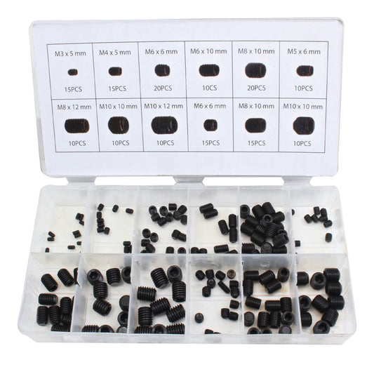 Set-kit grani filettati con esagono incassato, 160 pezzi