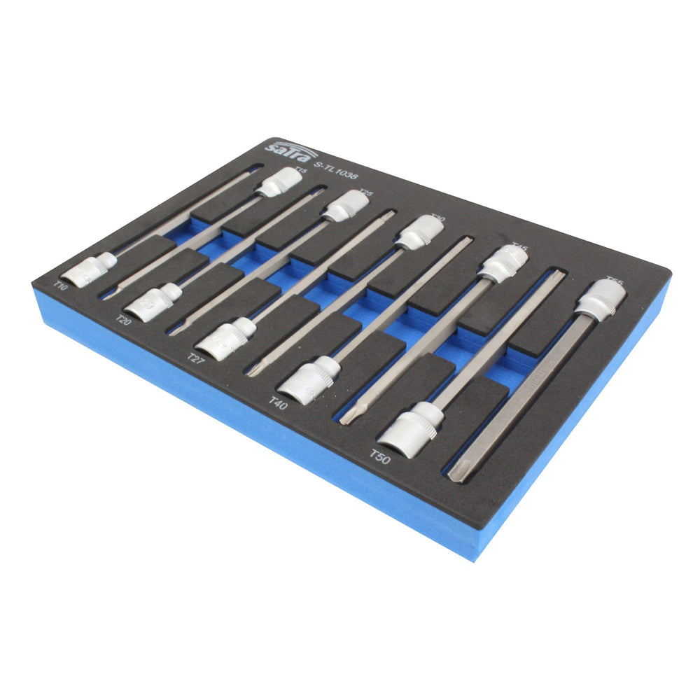Modulo per carrelli porta attrezzi con set-kit inserti TORX 3/8 T10-T55, lunghezza 140 mm