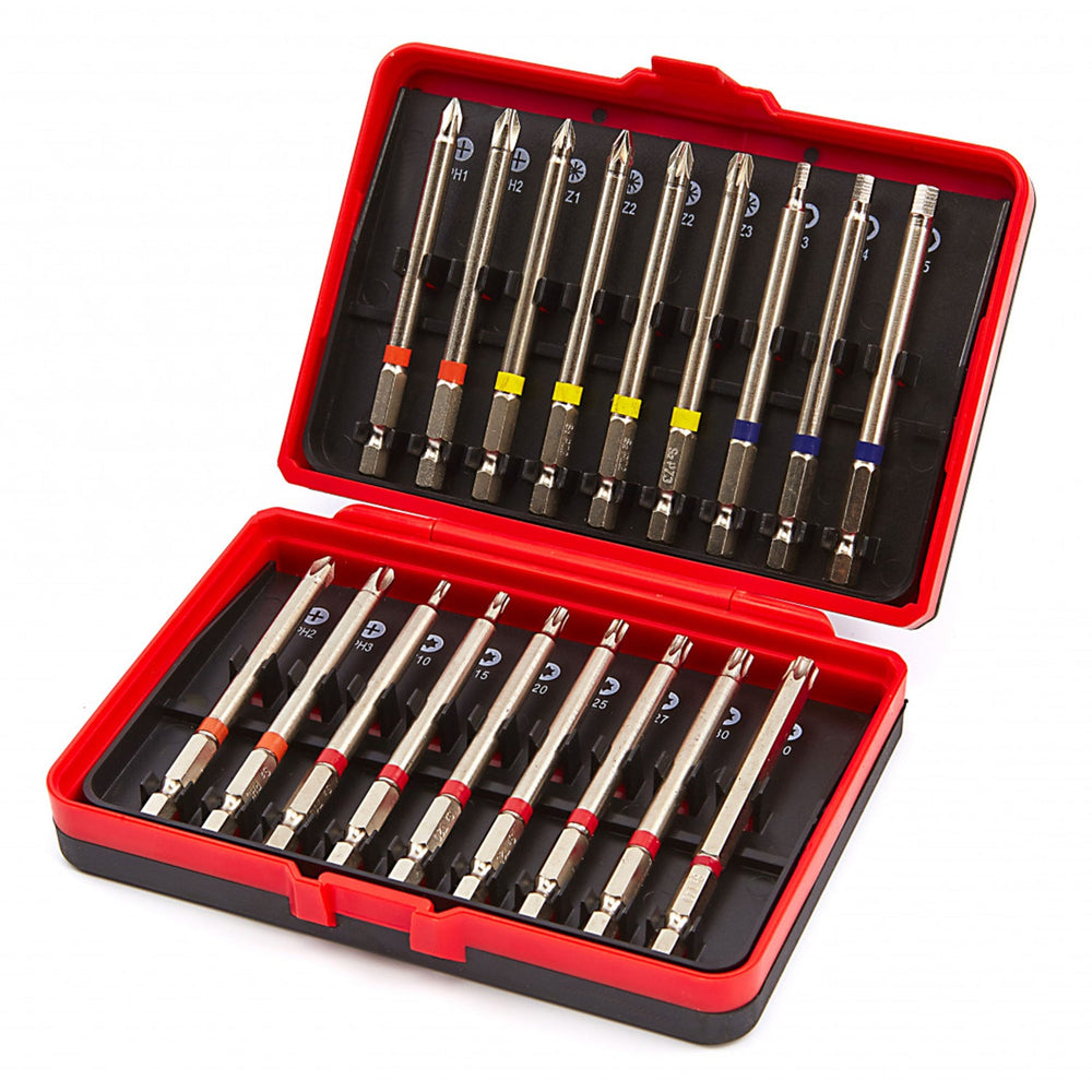 Set-kit inserti extra lunghi per cacciavite, attacco esagonale, punte per avvitatore professionali, 18 pezzi, Hbm Olanda