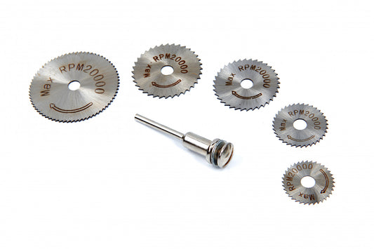 Set-kit lame per sega pneumatica biassiale da 22, 5–45 mm, per seghe circolari, smerigliatrice tipo biax, 6 pezzi Hbm