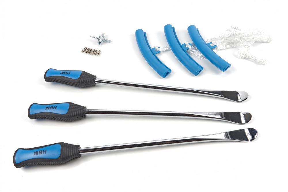 Set-kit leve smontagomme con impugnatura e protezione per cerchi, 13 pezzi Hbm