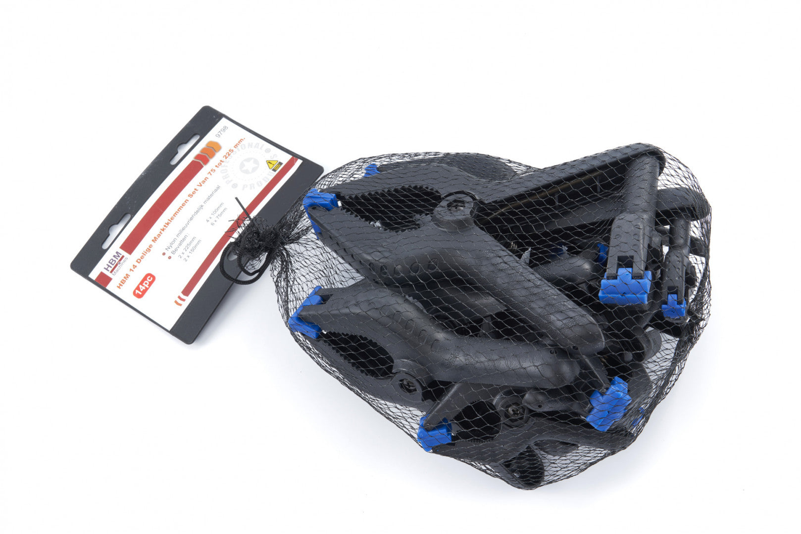 Set-kit morsetti a molla per serraggio, 75 - 225 mm, 14 pezzi