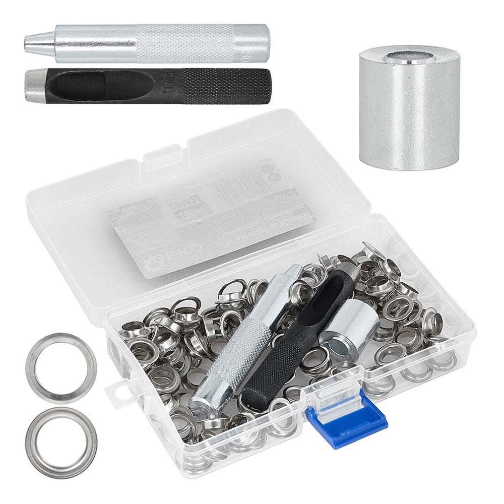 Set-kit 100 bottoni automatici in metallo, chiusure a pressione con punzone senza cuciture, strumenti fai-da-te, per pelle telone cartone Pvc tessuto e tende da sole, Geko
