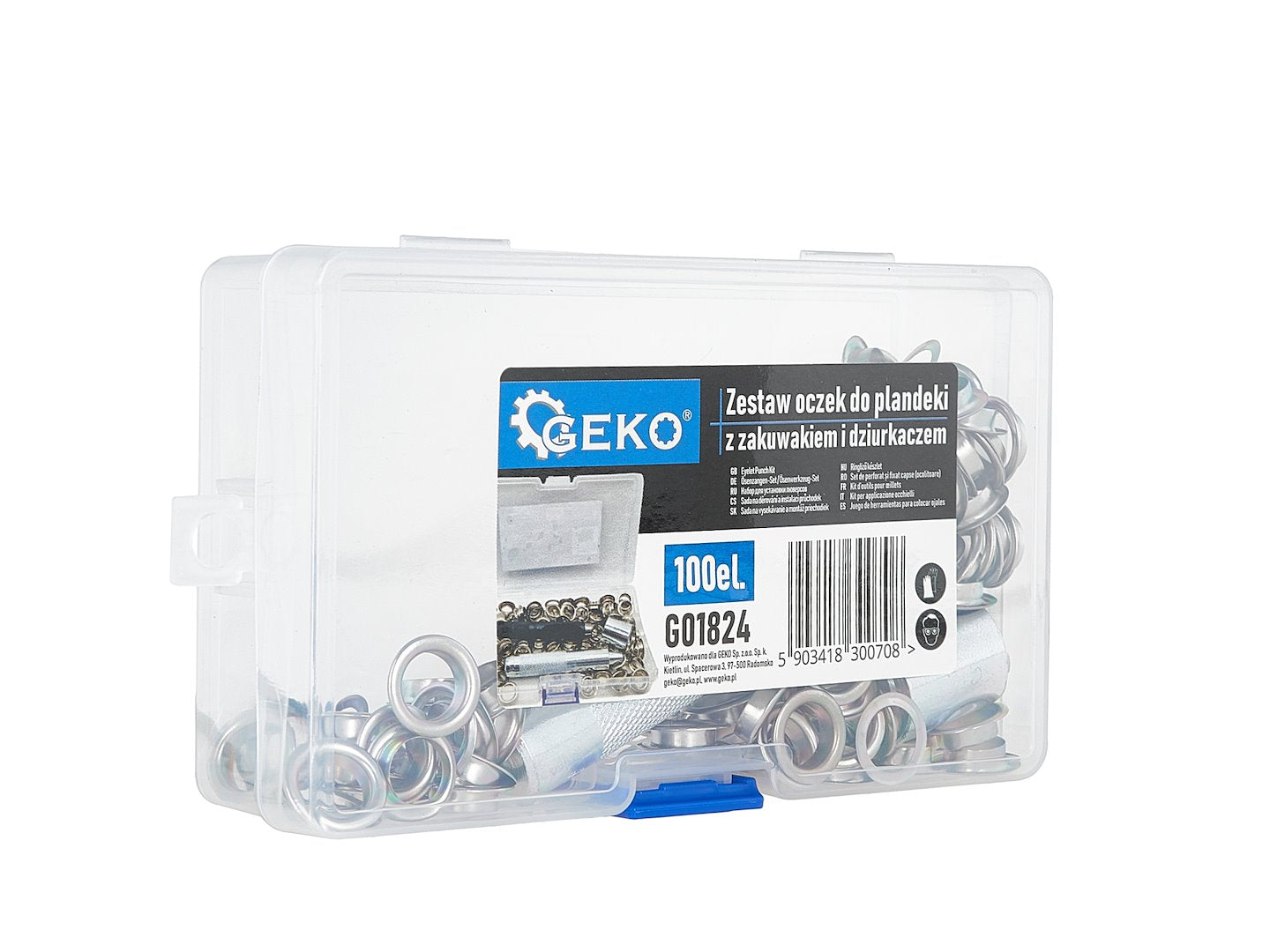 Set-kit 100 bottoni automatici in metallo, chiusure a pressione con punzone senza cuciture, strumenti fai-da-te, per pelle telone cartone Pvc tessuto e tende da sole, Geko