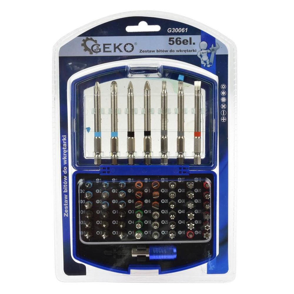 Set-kit inserti e punte per cacciavite 56 pezzi Geko