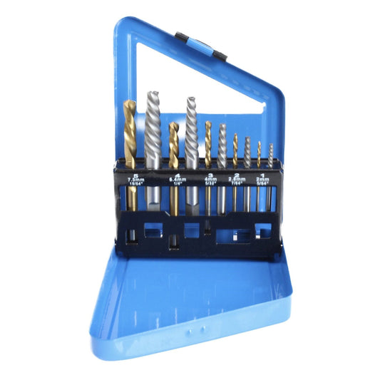 Set-kit estrattori per viti danneggiate con punte da trapano ,rimuovere viti e bulloni rotti e svitati con custodia, 10 pezzi