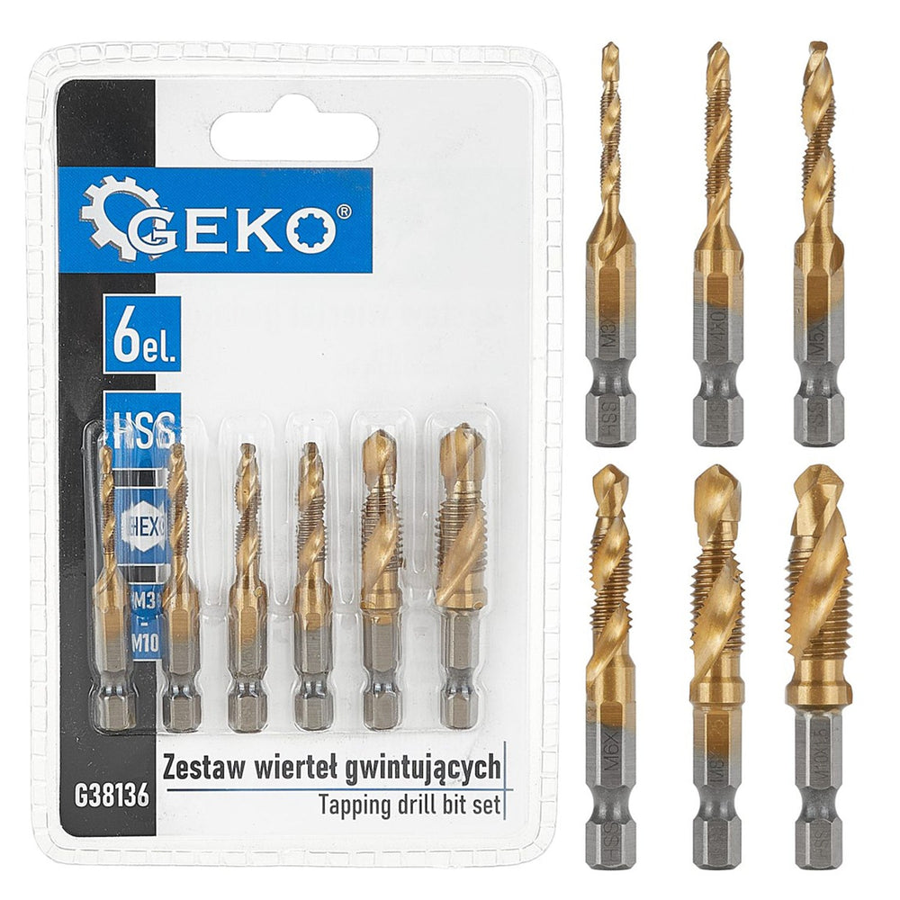 Set di punte trapano maschi HSSG-HEX 6 pezzi Geko