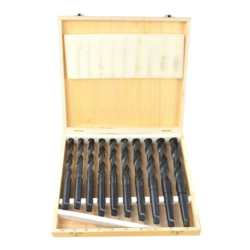 Set di punte trapano per metallo con attacco cono Morse MK2, 14.5-23 mm HSS, 10 pezzi