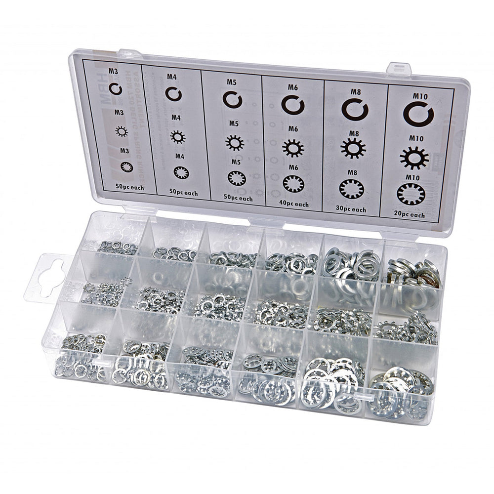 Set-kit assortito rondelle di bloccaggio, serraggio, anelli di sicurezza con fermo rapido, 720 pezzi