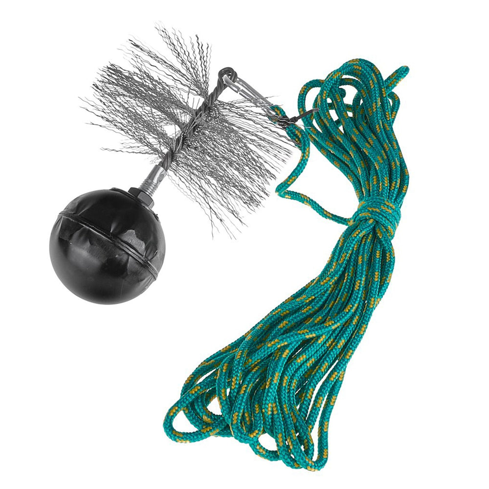 Set-kit  spazzacamino per la pulizia della canna fumaria da 150 mm con spazzola metallica, peso 1,3 kg e corda da 10 m