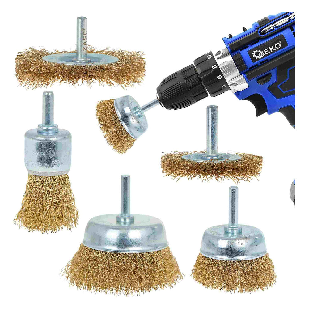 Set-kit spazzole metalliche per trapano, 5 pezzi Geko