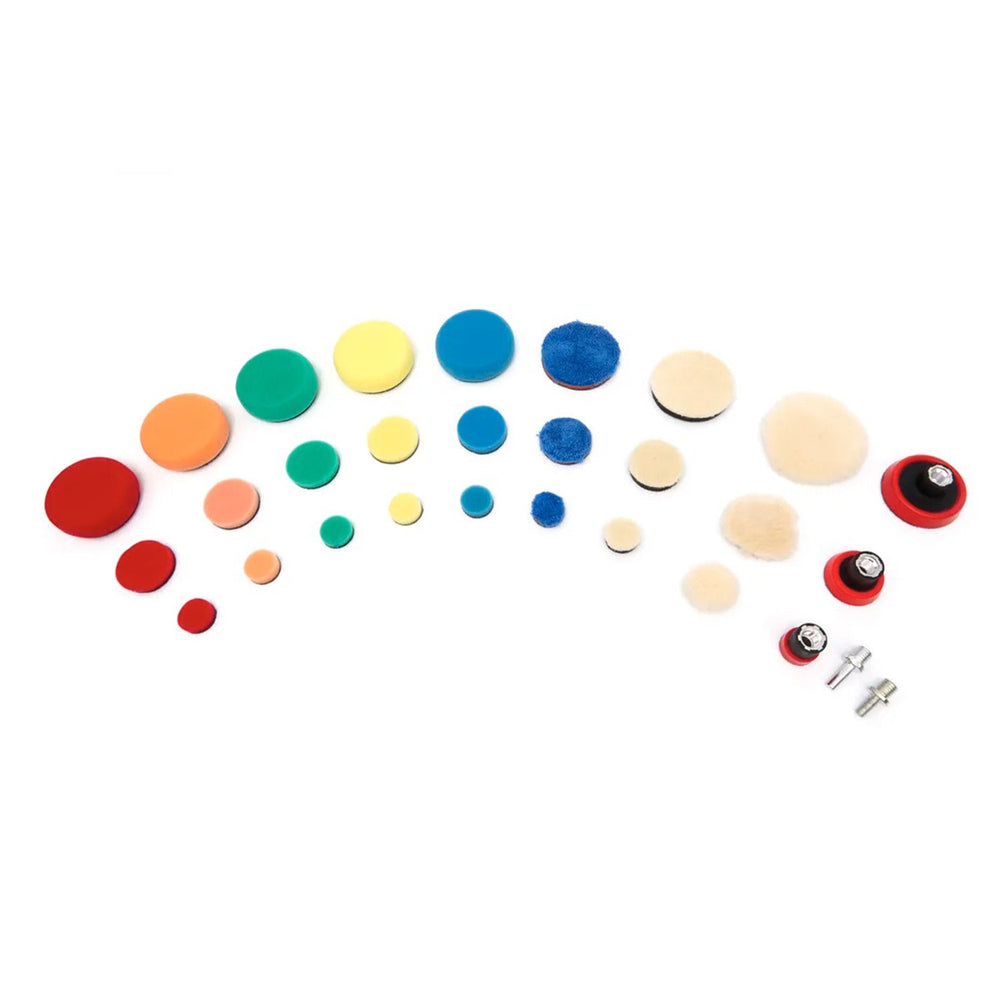 Set-kit di spugne per lucidatura in microfibra, pad per cere, M14 x 6 mm 29 pezzi Hbm Olanda