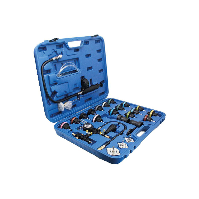 Set-kit tester di sistema di raffreddamento auto, pressione del radiatore e perdite refrigerante, con pompa booster manuale, 27 pezzi
