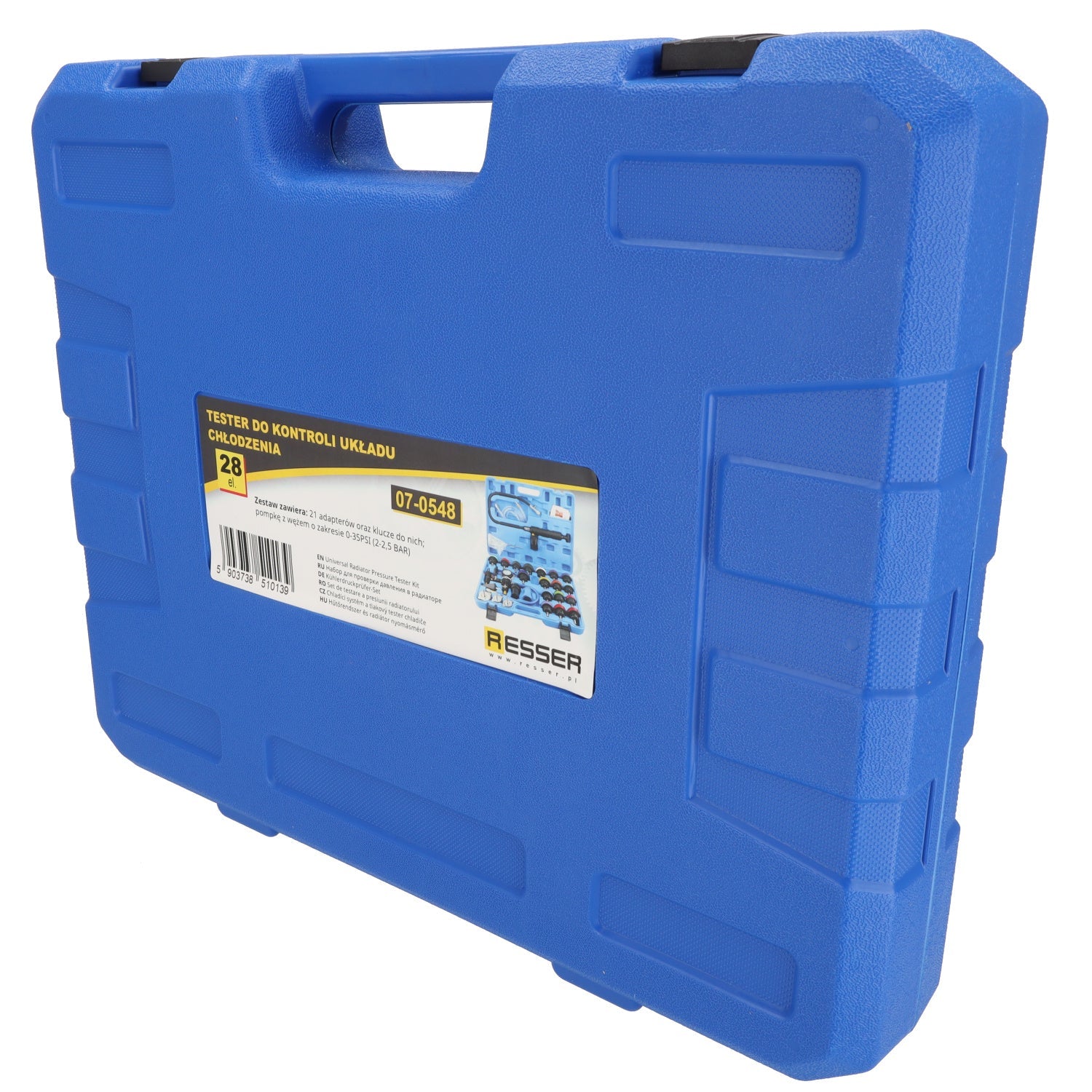 Set-kit tester di sistema di raffreddamento auto, pressione del radiatore e perdite refrigerante, con pompa booster manuale, 28 pezzi Resser