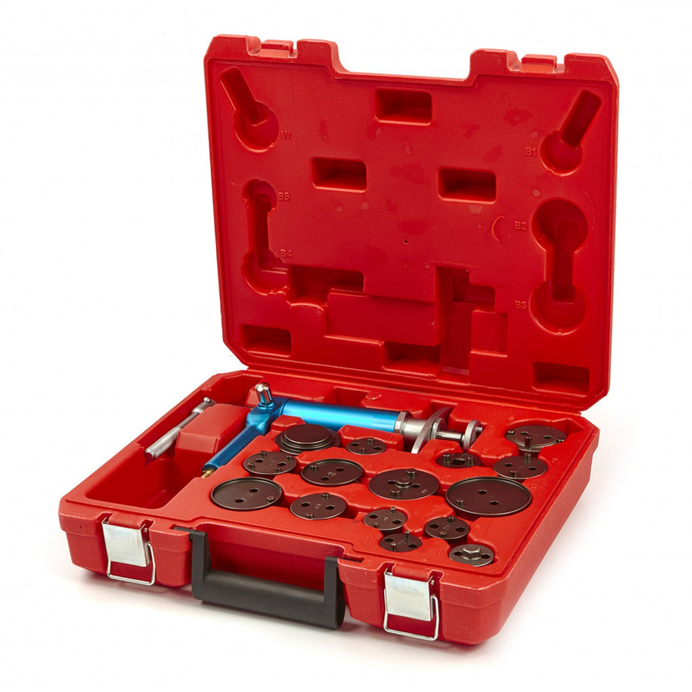 Set-kit pressa pneumatica per pistoncini delle pinze freno, divaricatore per pastiglie dei freni per auto, strumenti per la retrazione del pistone 16 pezzi