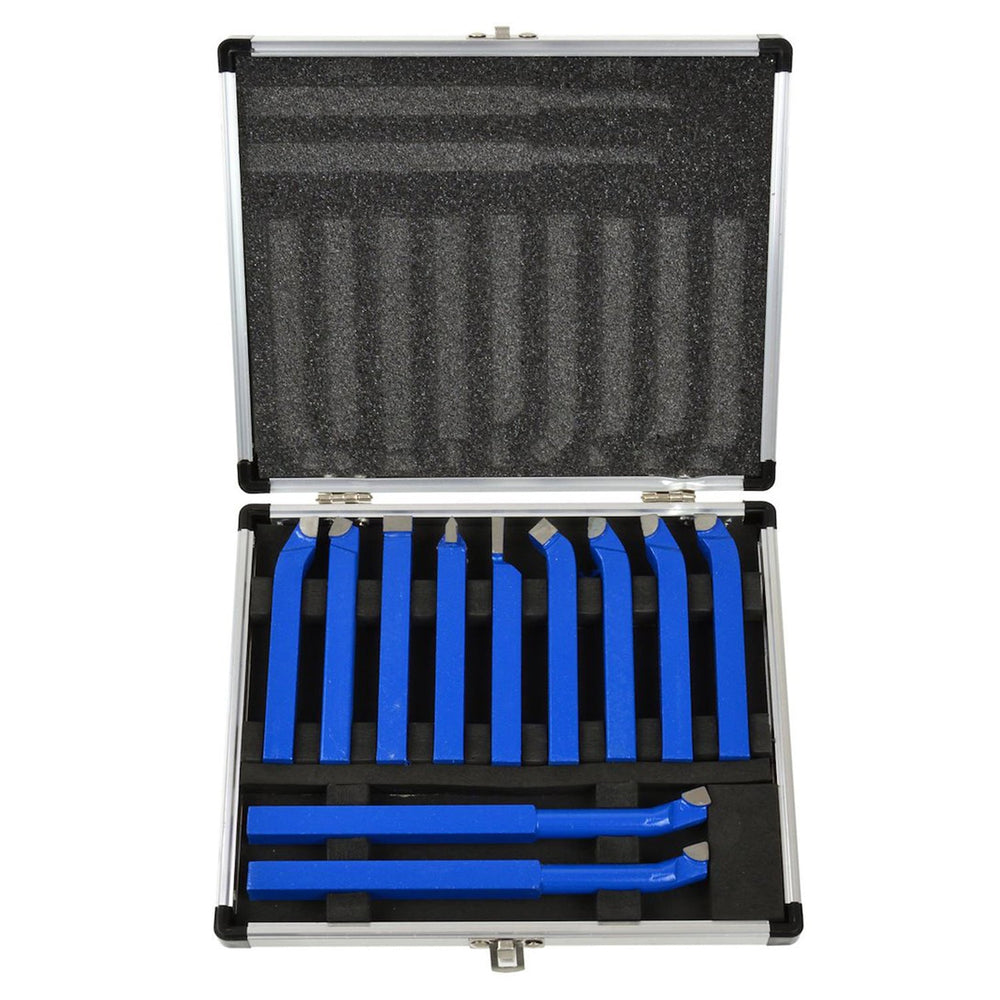 Set-kit 11 utensili per tornio con punta in metallo duro per saldatura, fresatura, taglio e tornitura  10 x 10 mm, Geko