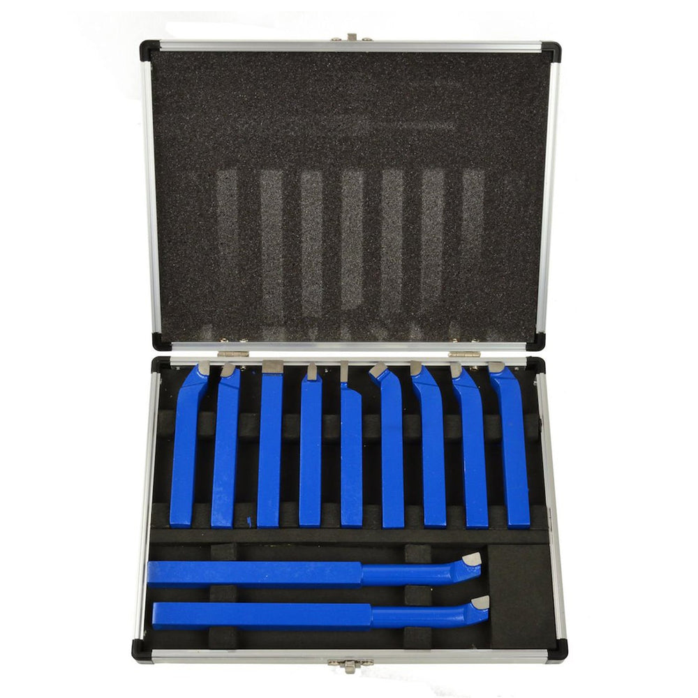 Set-kit 11 utensili per tornio con punta in metallo duro per saldatura, fresatura, taglio e tornitura  12 x 12 mm, Geko