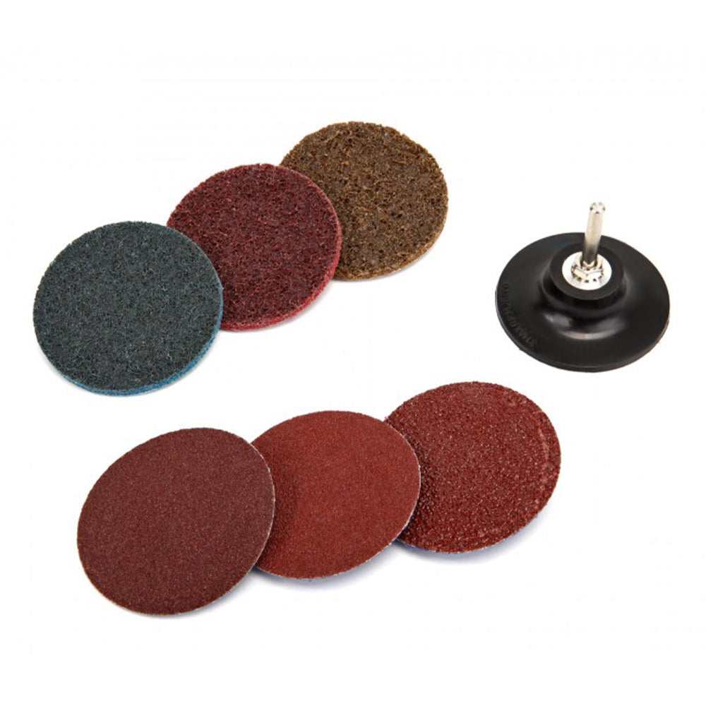 Set dischi abrasivi 75 mm carta abrasiva, kit di levigatura dischetti, per lucidatura a grana diversa, per metallo e legno 7 pezzi Hbm